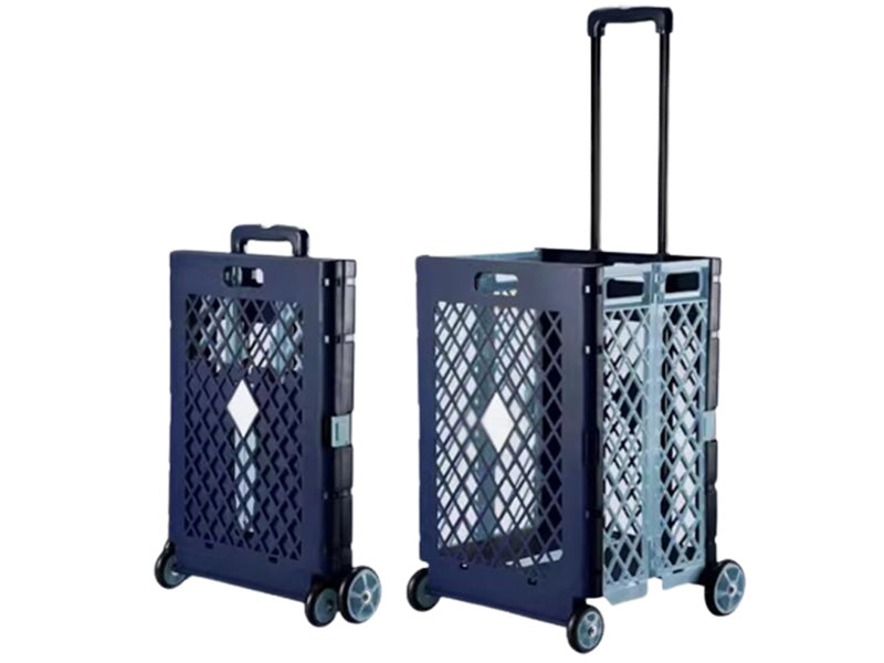 Carro de compras plegable rosa, blanco y azul