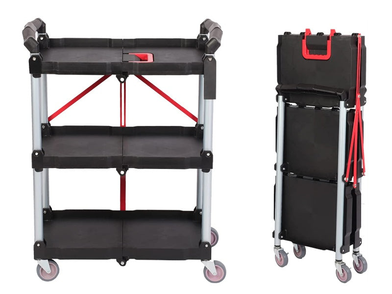 Carro auxiliar plegable de 3 bandejas