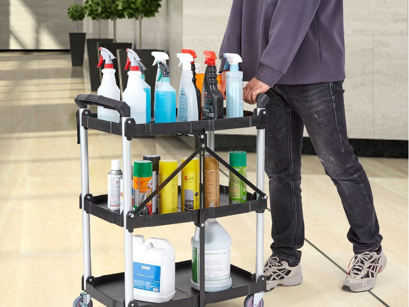 Carro auxiliar plegable de 3 bandejas