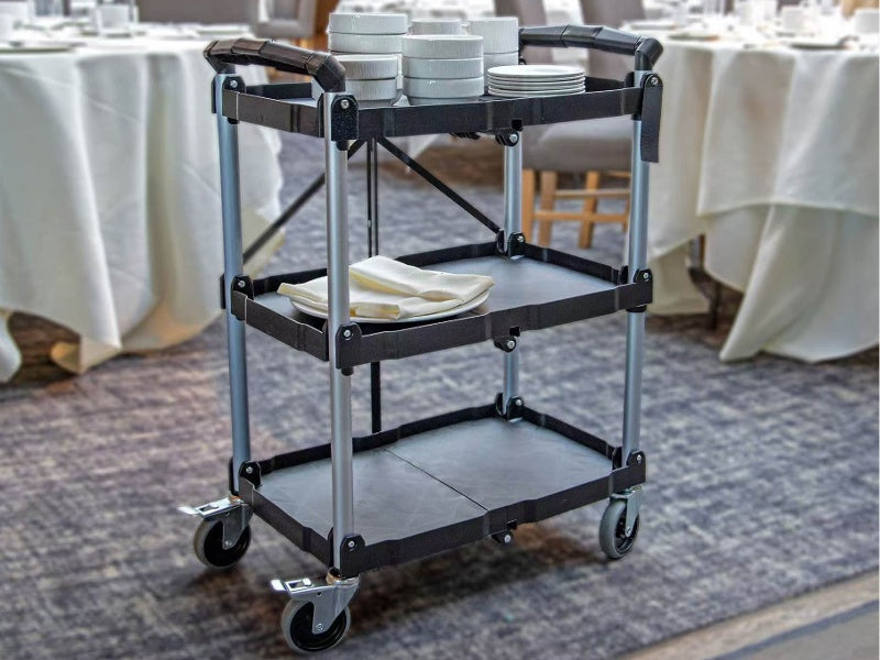 Carro auxiliar plegable de 3 bandejas