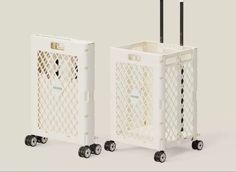 Carro de  compras plegable rosa, blanco y azul