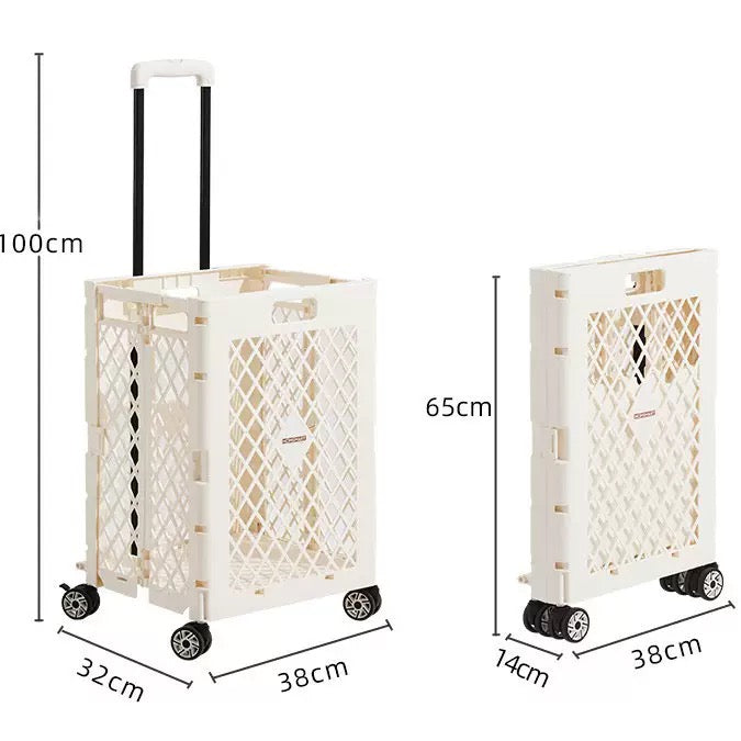 Carro de  compras plegable rosa, blanco y azul