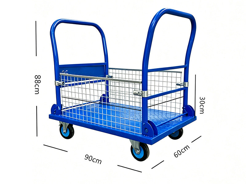 Carro de transporte de doble barra con rejilla