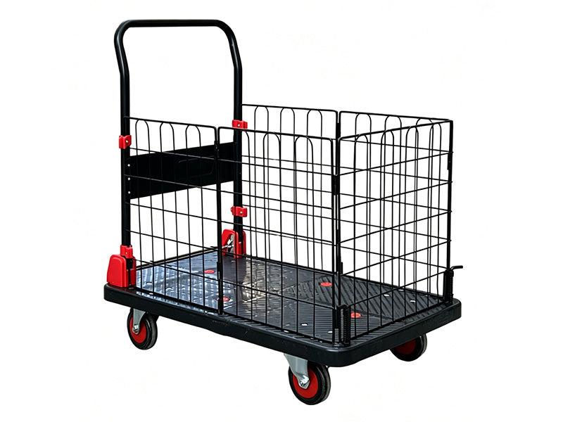 Carro para bodega con rejilla de 3 caras