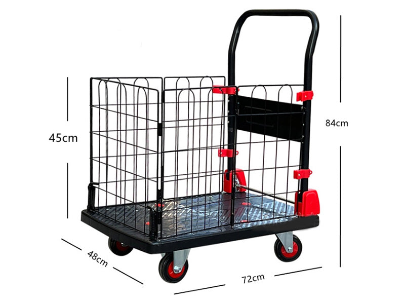 Carro para bodega con rejilla de 3 caras