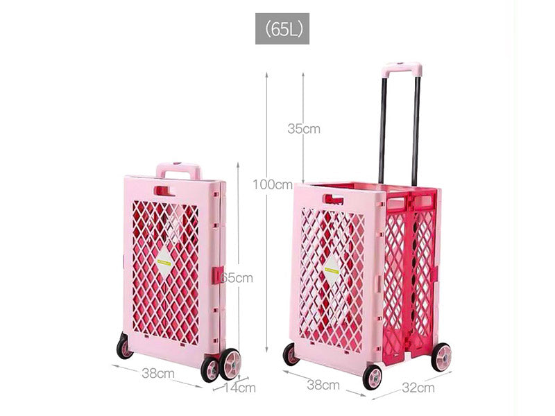 Carro de  compras plegable rosa, blanco y azul